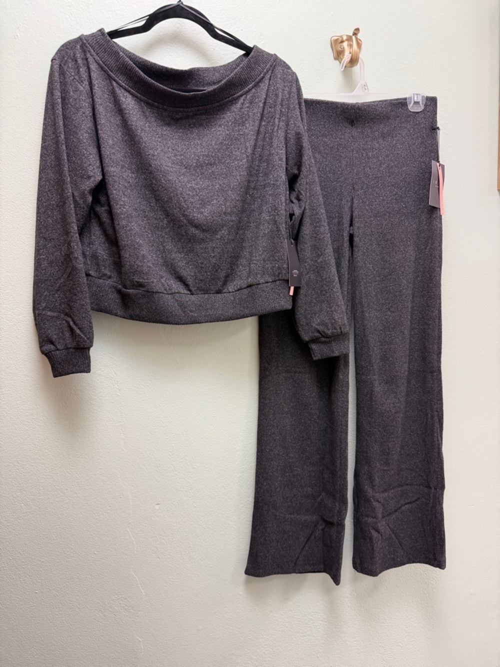 iris Charcoal Gray Two-Piece Knit Lounge Set
